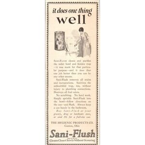 Sani-Flush The Hygienic Products Co Canton OH 1924 Magazine Ad AF7-LJ1